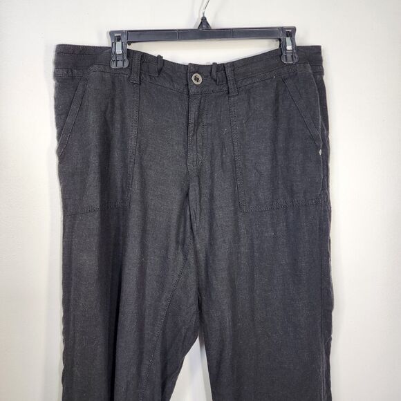 Sonoma Life Style Womens Capri Pants Size 12 Linen Rayon Blend Drawstring Black - Picture 4 of 10